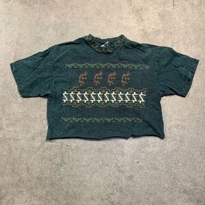 Vintage 90s Native American Kokopelli Indian Cropped Tee Top